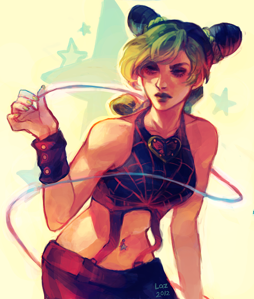 kujo jolyne (jojo no kimyou na bouken and 1 more) drawn by laz