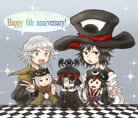 enraku tsubakura, houlen yabusame, rei, zelo, nilu, and 1 more (len'en) drawn by sumisato