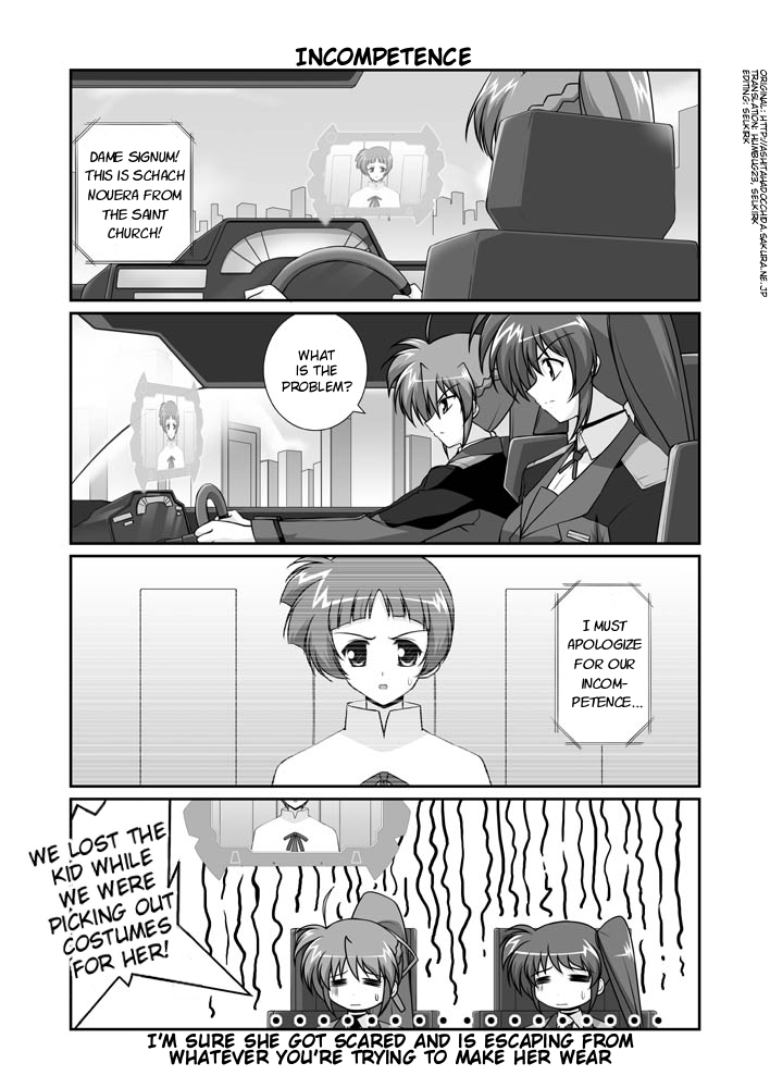takamachi nanoha, signum, and schach nouera (lyrical nanoha and 1 more) drawn by mikage_takashi