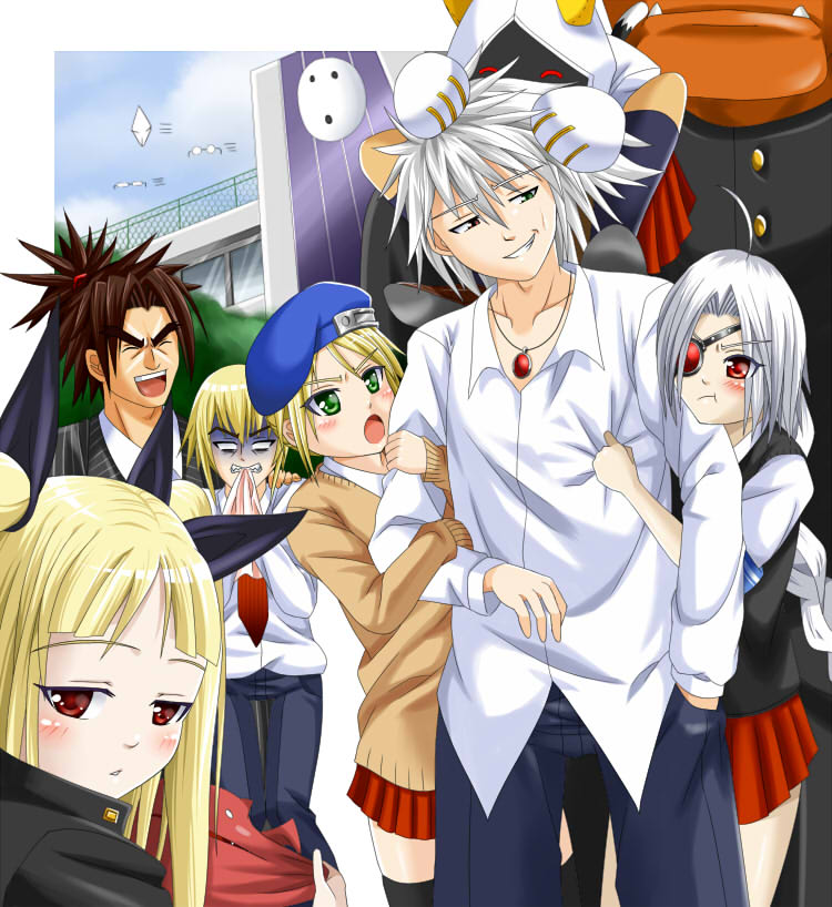 noel vermillion, ragna the bloodedge, nu-13, rachel alucard, taokaka, and 5 more (blazblue) drawn by suzuna_(najaran)