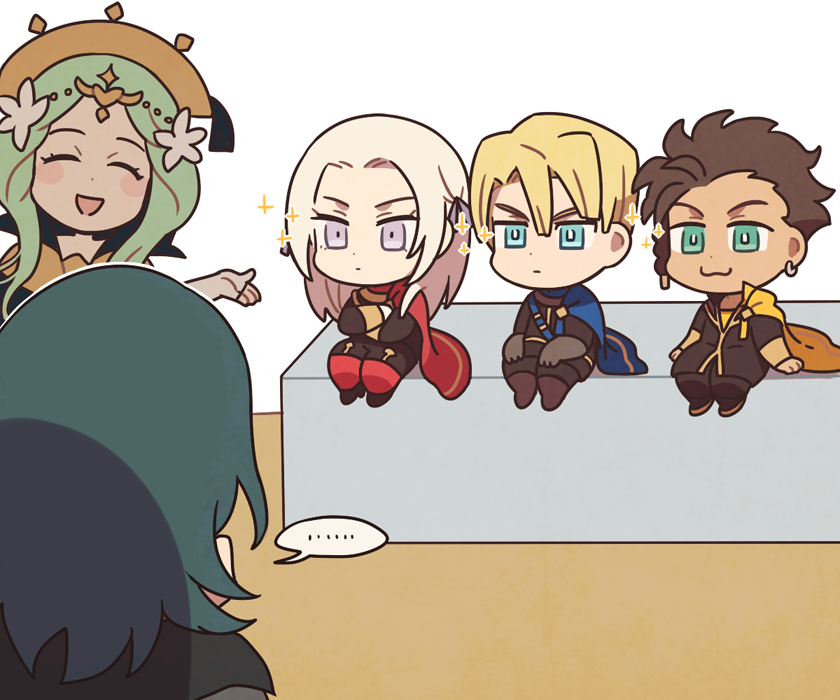 female byleth, edelgard von hresvelg, dimitri alexandre blaiddyd, claude von riegan, and rhea (fire emblem and 1 more) drawn by ssalbulre