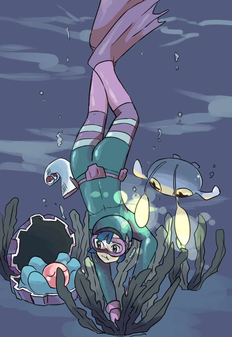 chinchou, clamperl, and free diver (pokemon and 1 more) drawn by mizuto_(o96ap)
