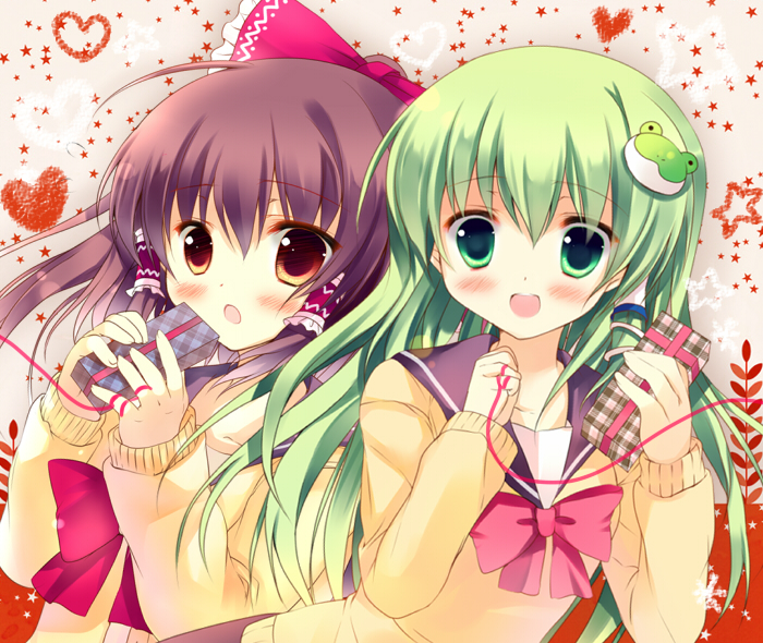 hakurei reimu and kochiya sanae (touhou) drawn by azumi_kazuki