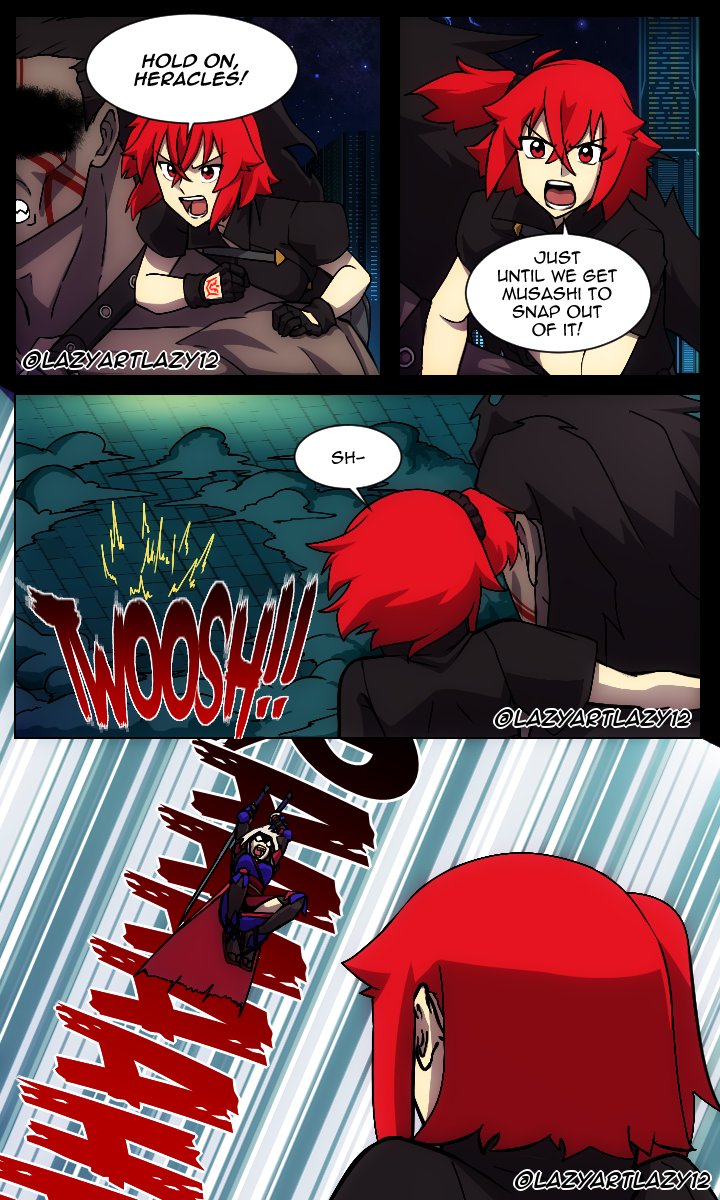 fujimaru ritsuka, miyamoto musashi, and heracles (fate and 1 more) drawn by lazyartlazy12 and tyrnickleback