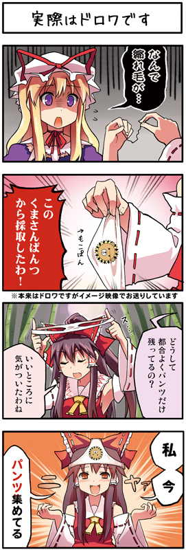 hakurei reimu and yakumo yukari (touhou) drawn by boshi_(a-ieba)