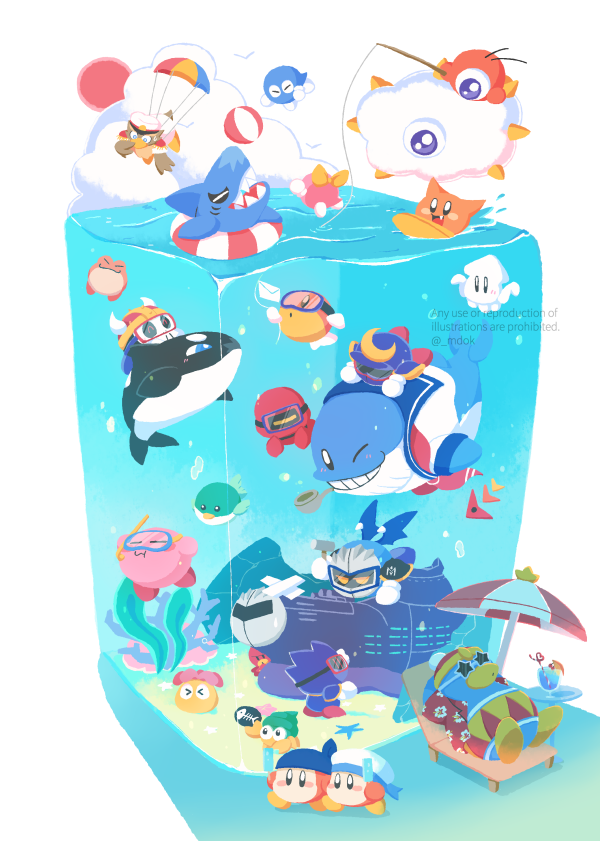 kirby, meta knight, king dedede, bandana waddle dee, waddle doo, and 21 more (kirby) drawn by midooka_(o_k_k)