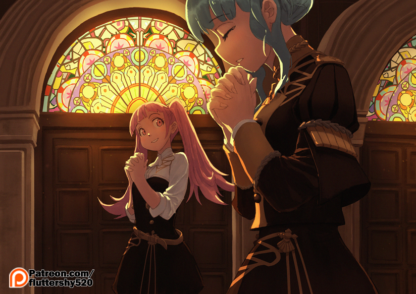 hilda valentine goneril and marianne von edmund (fire emblem and 1 more) drawn by green_little