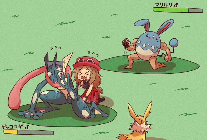 serena, jolteon, greninja, and azumarill (pokemon and 1 more) drawn by shiwo_(siwosi)