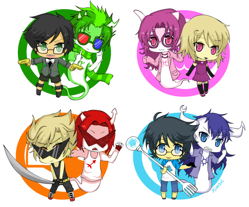 dirk strider, jake english, roxy lalonde, jane crocker, fefetasprite, and 3 more (homestuck) drawn by ximsol182