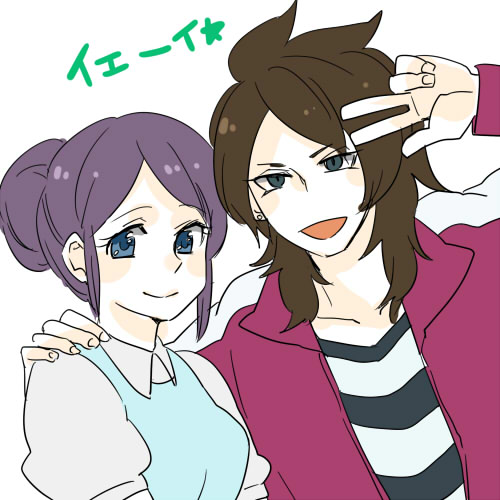 fudou akio and kudou fuyuka (inazuma eleven go and 1 more) drawn by rey0