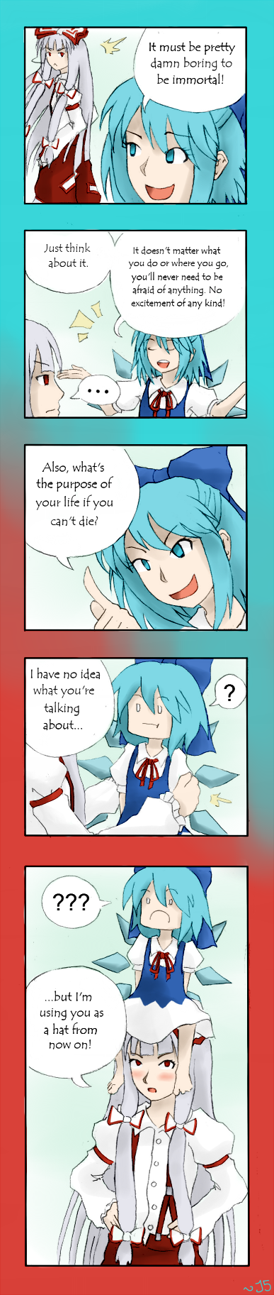 cirno and fujiwara no mokou (touhou) drawn by daigada