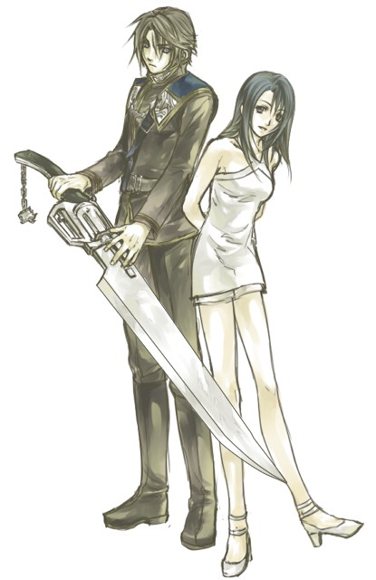 squall leonhart and rinoa heartilly (final fantasy and 1 more) drawn by hinokami