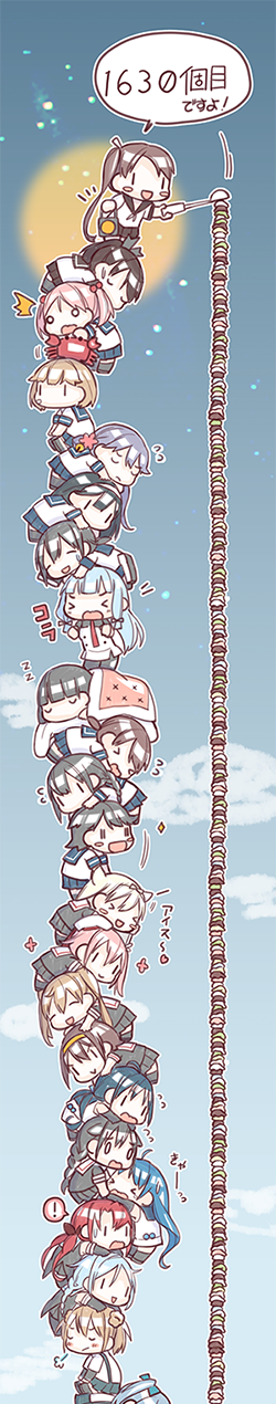 shigure, yuudachi, fubuki, shigure kai ni, yuudachi kai ni, and 24 more (kantai collection) drawn by saki_(little_crown)
