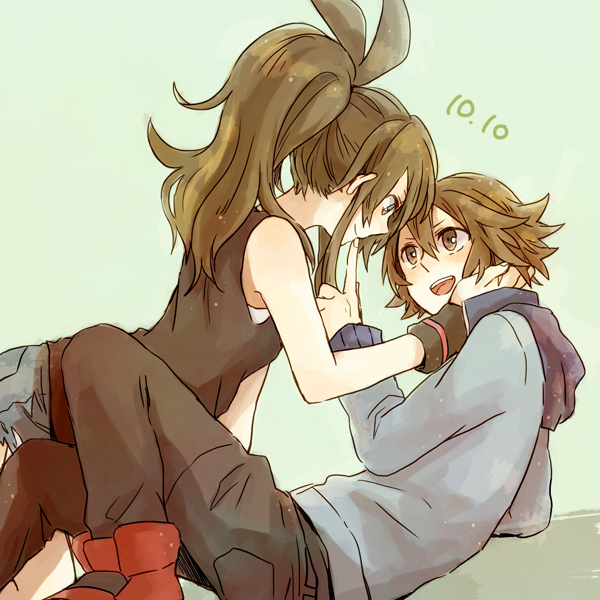 hilda and hilbert (pokemon and 1 more) drawn by kuru