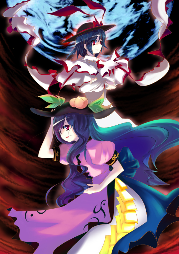 hinanawi tenshi and nagae iku (touhou) drawn by cofepig