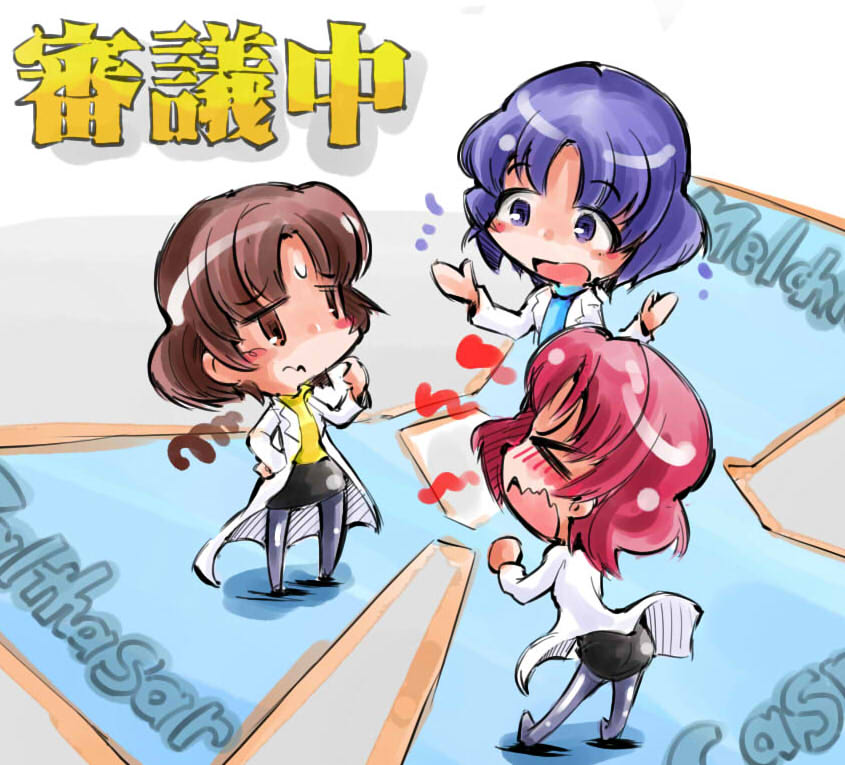 akagi naoko, magi, melchior, casper, and balthasar (neon genesis evangelion) drawn by shinapuu