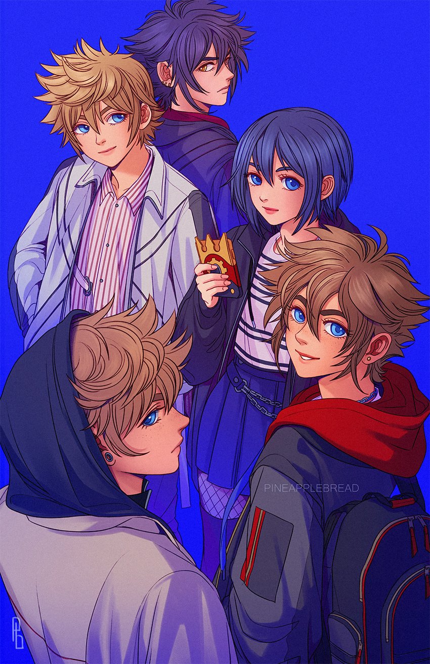 sora, roxas, xion, ventus, and vanitas (kingdom hearts) drawn by pineapplebreads