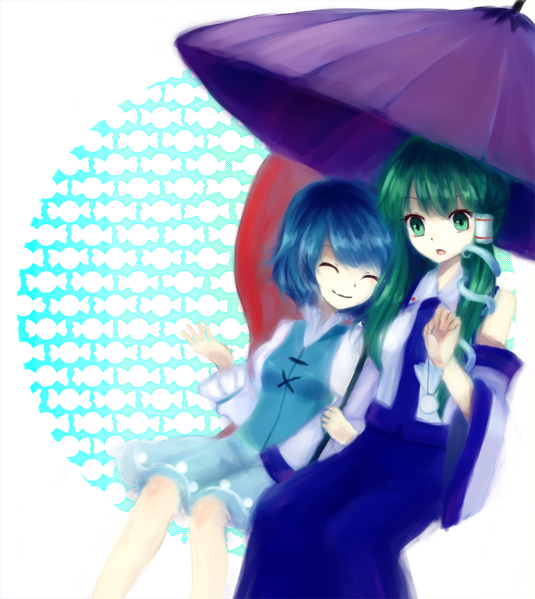 kochiya sanae and tatara kogasa (touhou) drawn by mozukuzu_(manukedori)