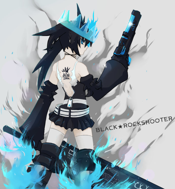 black rock shooter and black rock shooter beast (black rock shooter) drawn by hano_(hanos91)