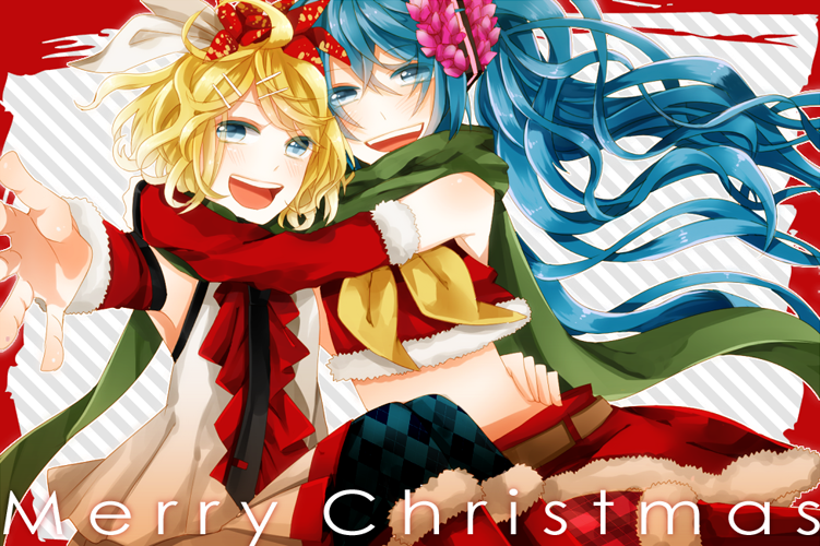 hatsune miku and kagamine rin (vocaloid) drawn by miyake_achi