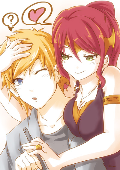 pyrrha nikos and jaune arc (rwby) drawn by moai_(moai_world)