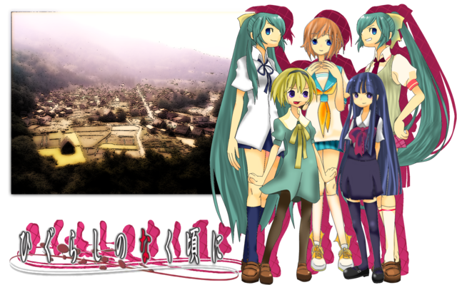 furude rika, ryuuguu rena, houjou satoko, sonozaki mion, and sonozaki shion (higurashi no naku koro ni) drawn by ma_ko