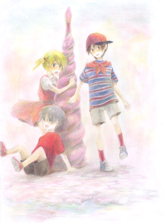 ninten, ana, and lloyd (mother and 1 more)