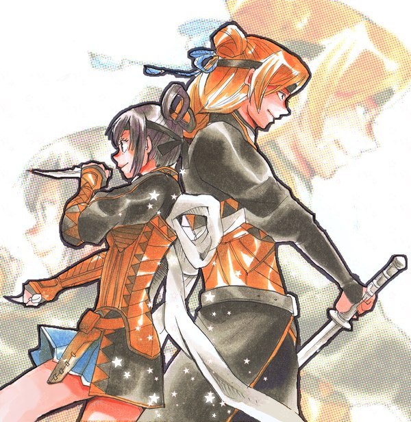 miakis and kyle (gensou suikoden and 1 more) drawn by konomi_(leaf_sugar)