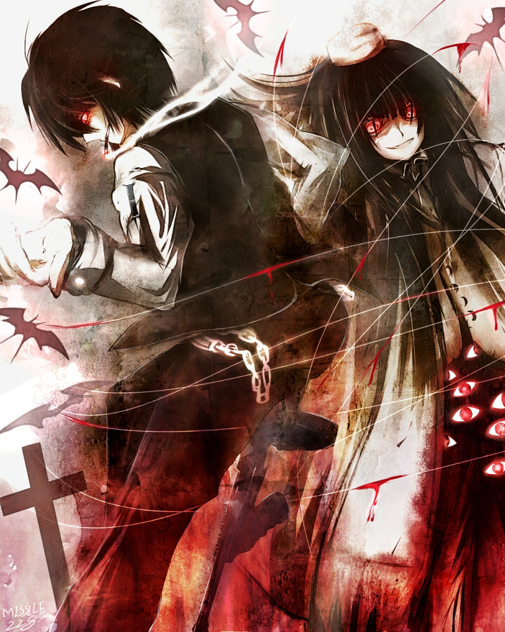 alucard, girlycard, and walter c. dornez (hellsing and 1 more) drawn by missile228