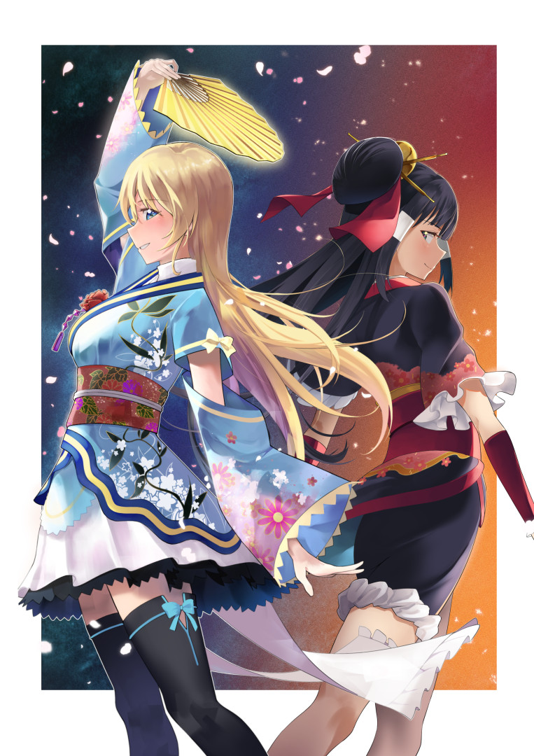 ayase eli and kurosawa dia (love live! and 3 more) drawn by redame