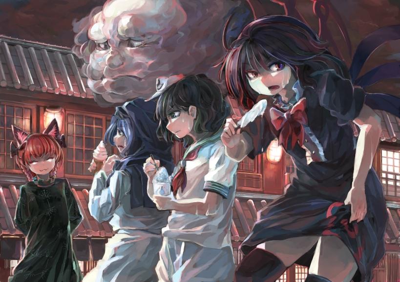 kaenbyou rin, houjuu nue, murasa minamitsu, kumoi ichirin, and unzan (touhou) drawn by ichiba_youichi