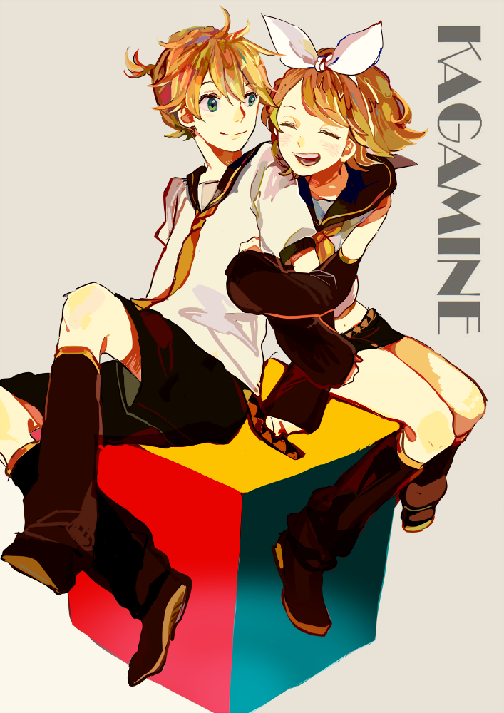 kagamine rin and kagamine len (vocaloid) drawn by mekuno