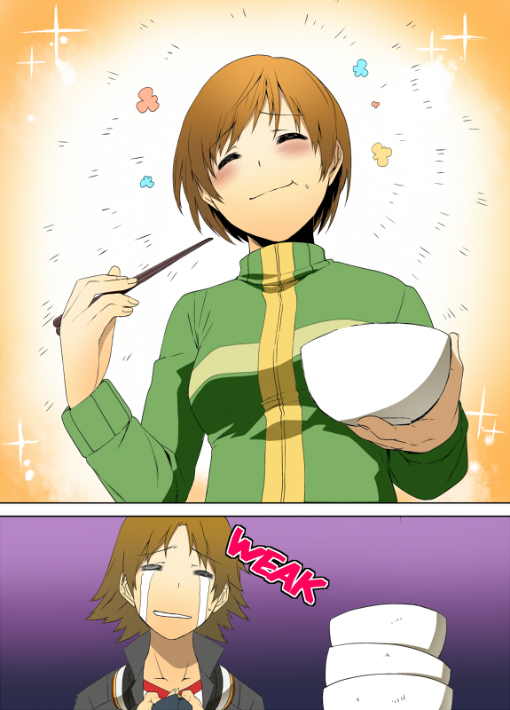 satonaka chie and hanamura yousuke (persona and 1 more) drawn by inuzuka_bouru