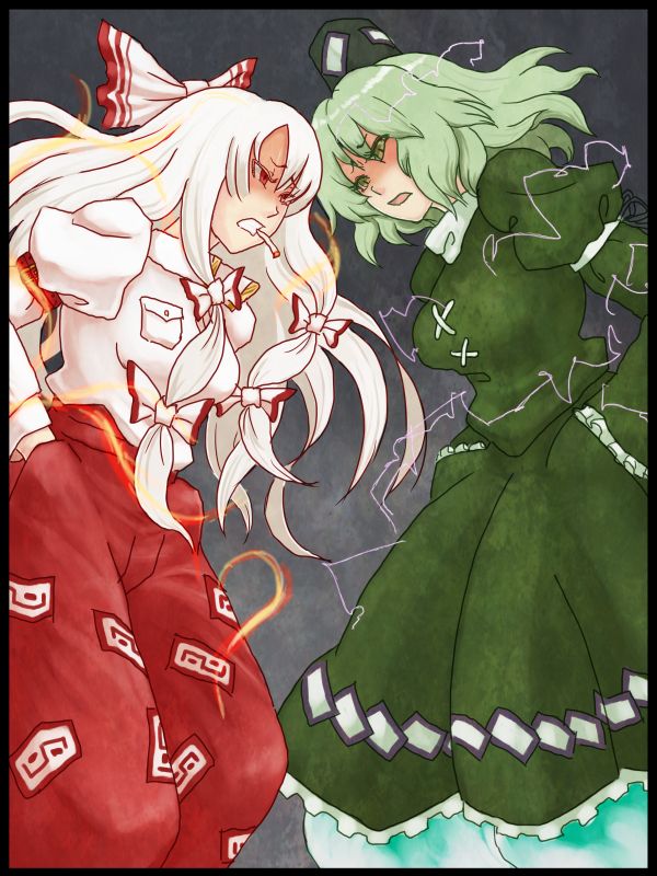 fujiwara no mokou and soga no tojiko (touhou) drawn by terrajin
