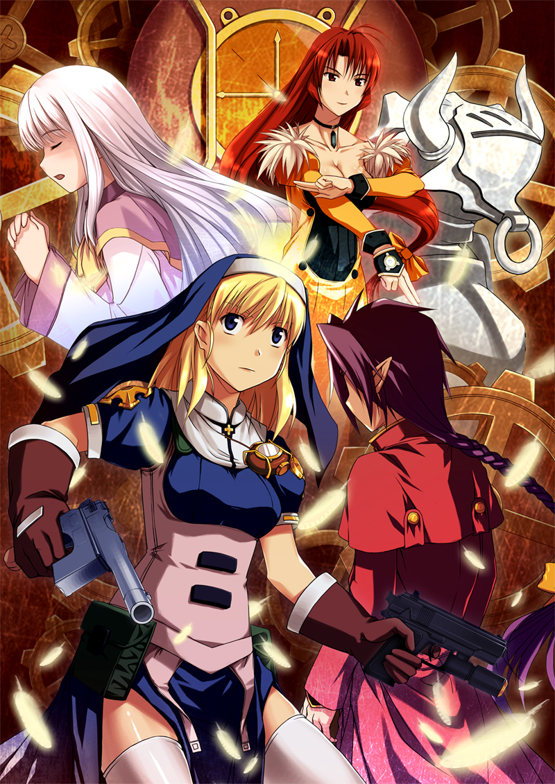 azmaria hendric, rosette christopher, chrono, and satella harvenheit (chrono crusade) drawn by mj