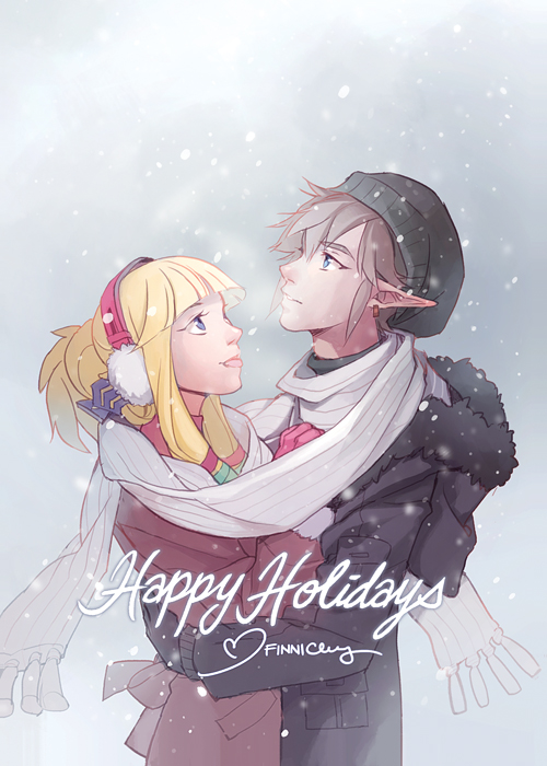 link and princess zelda (the legend of zelda and 1 more) drawn by finni_chang