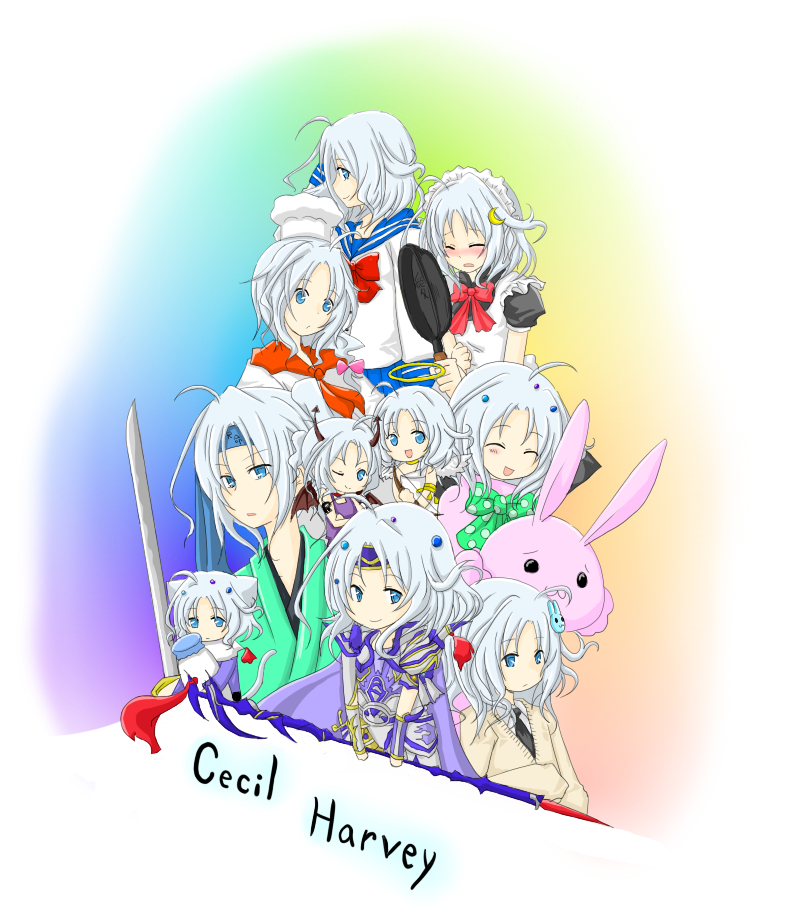paladin, cecil harvey, and samurai (final fantasy and 2 more) drawn by nagatuki