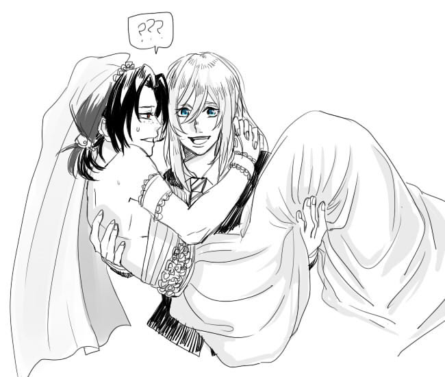 krista lenz and ymir (shingeki no kyojin) drawn by motyu_(ogik123)