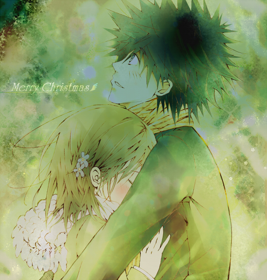 misaka mikoto and kamijou touma (toaru majutsu no index and 1 more) drawn by kanata_(mizubenisumutori)
