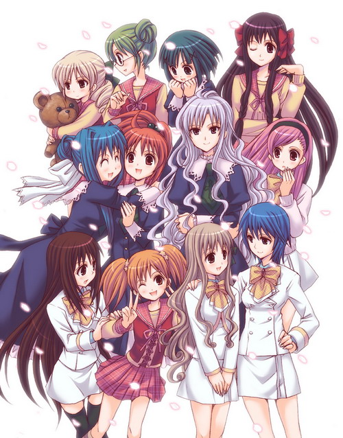 aoi nagisa, suzumi tamao, hanazono shizuma, nanto yaya, minamoto chikaru, and 7 more (strawberry panic!) drawn by takumi_namuchi