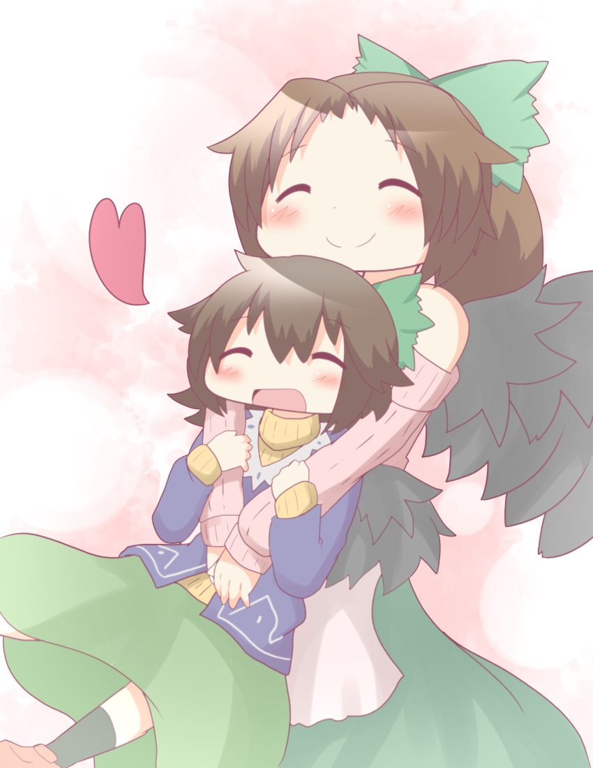 reiuji utsuho and kokuu haruto (touhou) drawn by yogurtm
