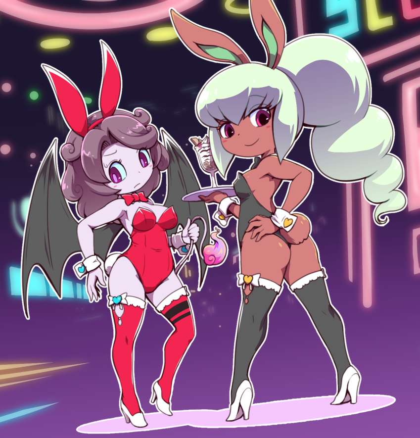 bunny mint and saki-chan (youkai watch) drawn by nollety