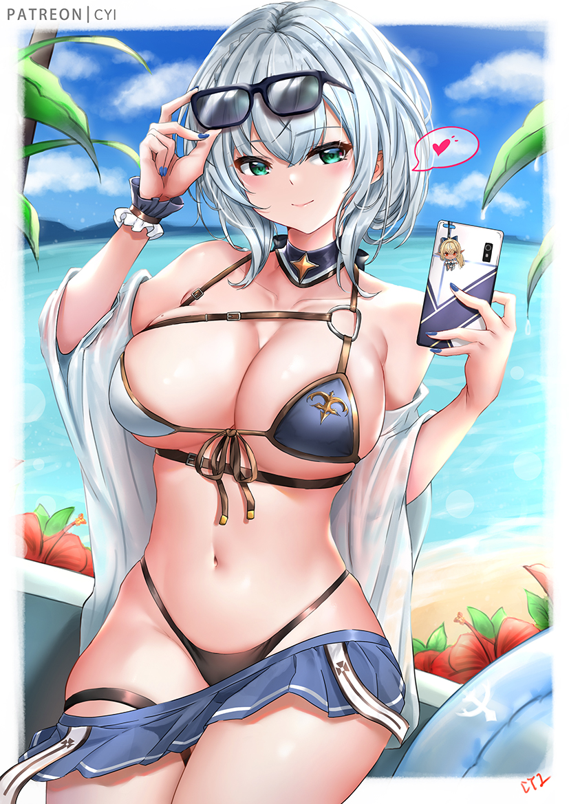 shirogane noel and shiranui flare (hololive) drawn by cyicheng