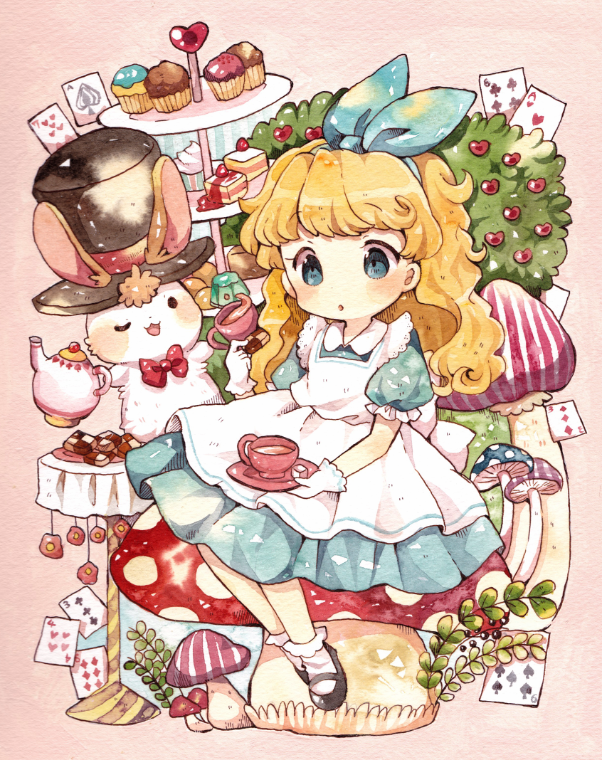 alice and white rabbit (alice's adventures in wonderland) drawn by mokarooru