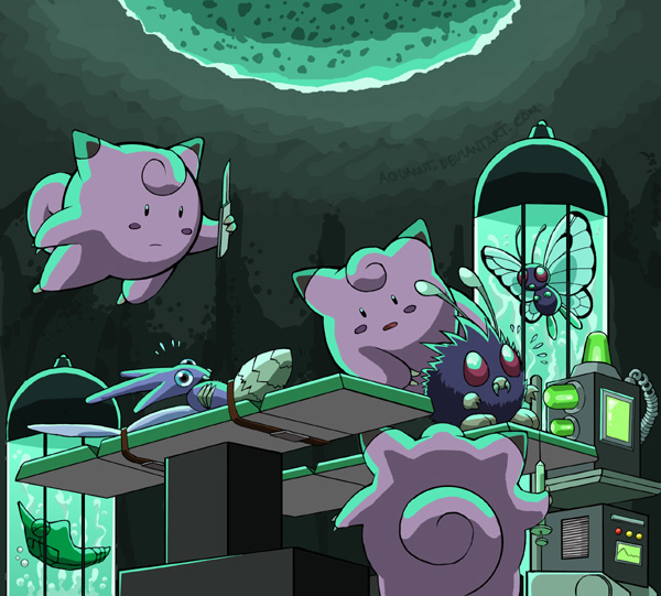 clefairy, butterfree, metapod, venomoth, and venonat (pokemon) drawn by aquanut