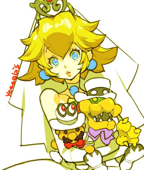 princess peach, mario, bowser, and cappy (mario and 1 more) drawn by same_(g_shark)