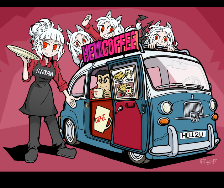 lucifer, helltaker, and cerberus (helltaker) drawn by ichinana_(dametetujin17)