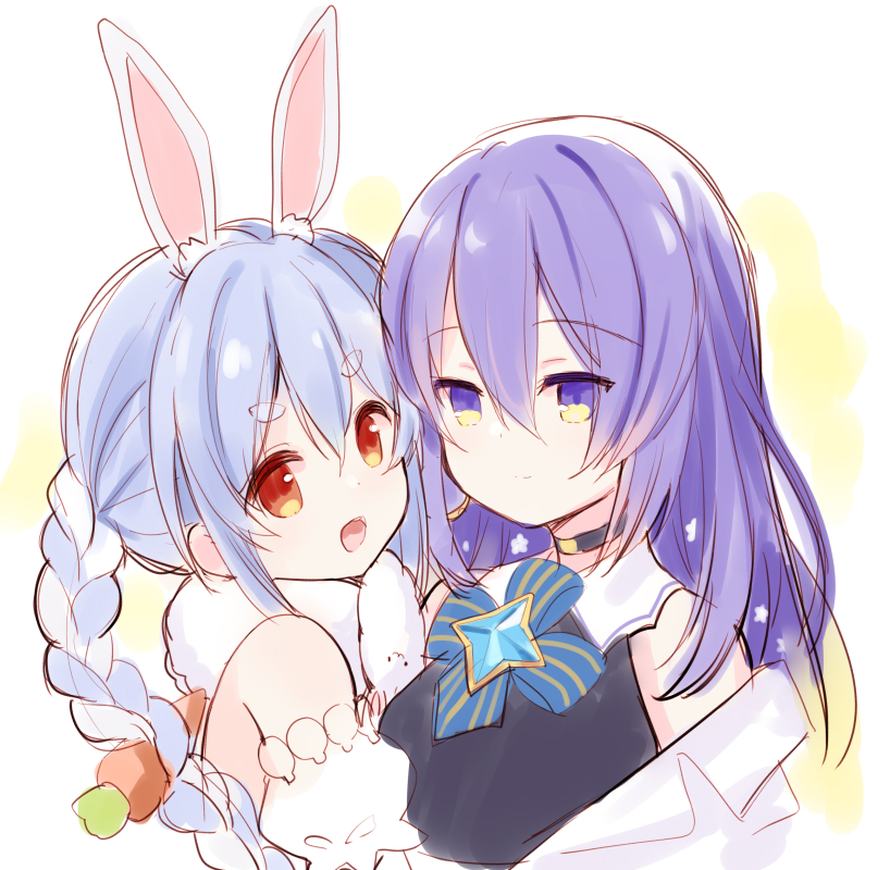 usada pekora, don-chan, and moona hoshinova (hololive and 1 more) drawn by meito_(maze)