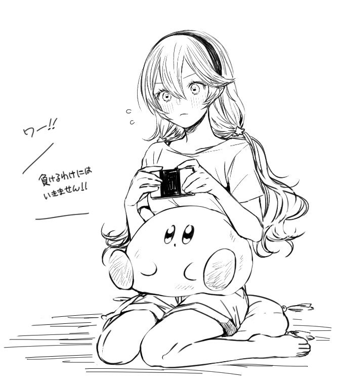kirby and female corrin (fire emblem and 3 more) drawn by roroichi