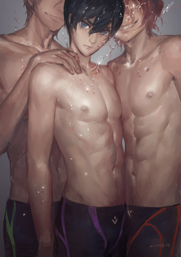 tachibana makoto, nanase haruka, and matsuoka rin (free!) drawn by hjl